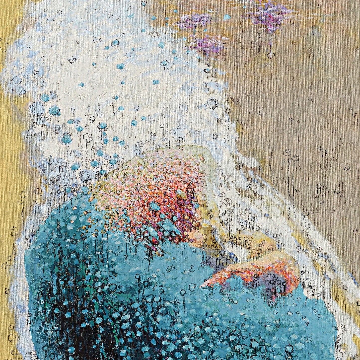 Handmade Original Oil Painting 'Land Full of Vitality' by Xu Bin - Contemporary Modern Wall Art