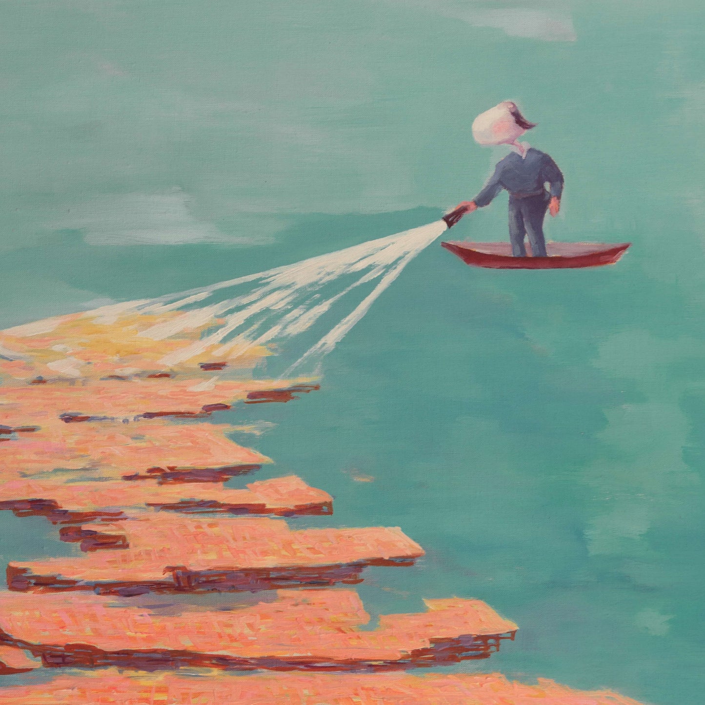 "We Are Friends" by Xu Bin: Original Abstract Oil Painting on Canvas Wall Art