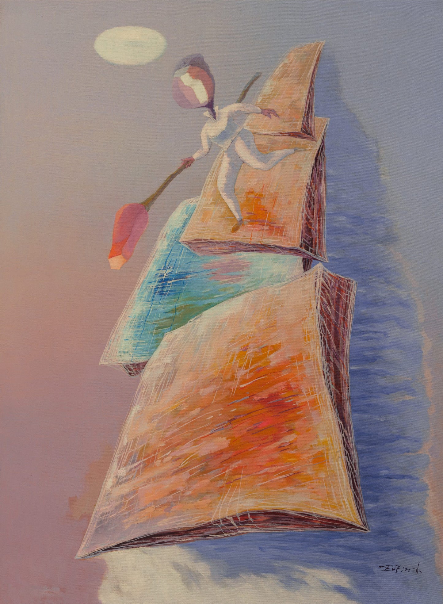 Modern Art 'Season of Love' - Handmade Oil Painting on Canvas for Aesthetic Room Decor