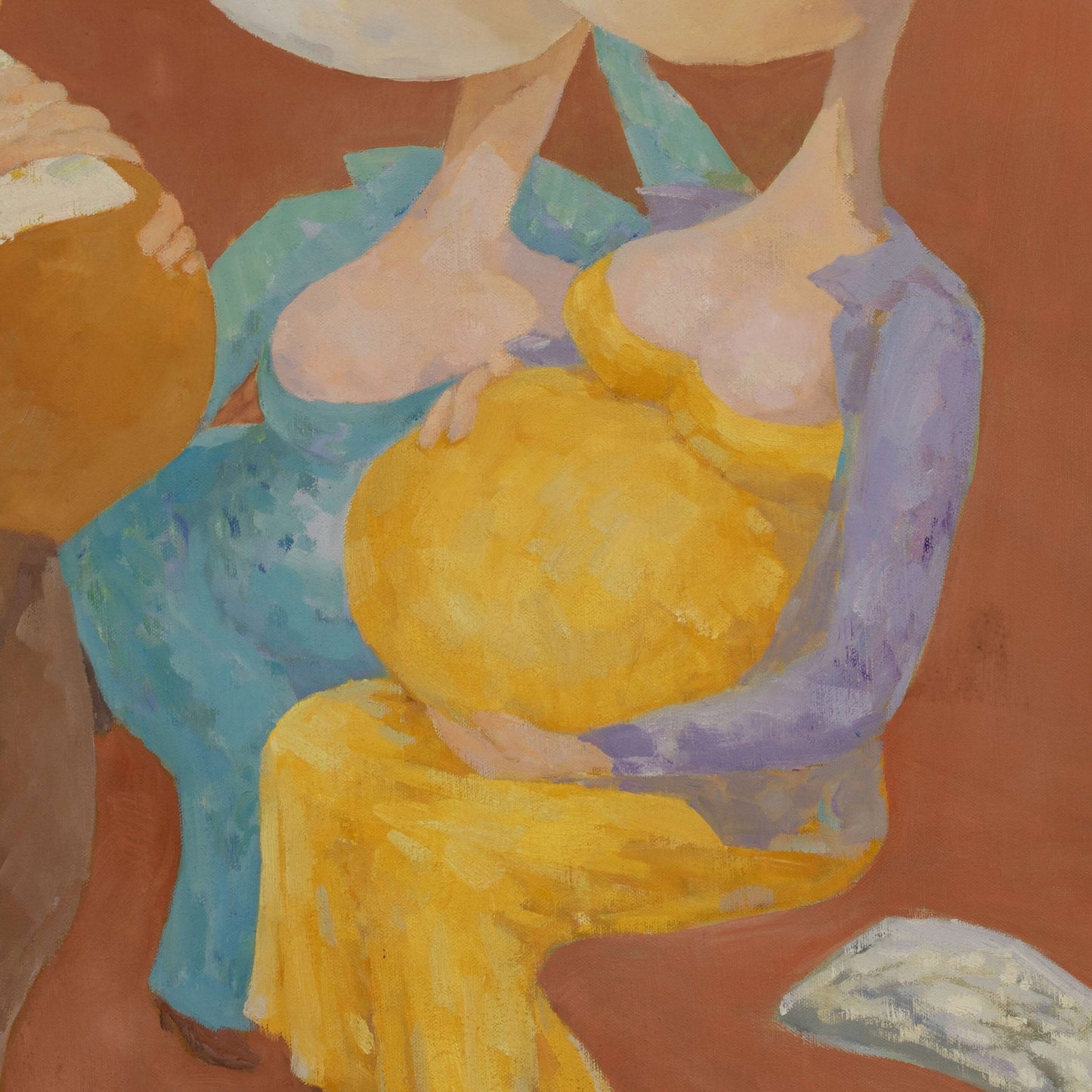 Handmade Canvas Wall Art Painting 'Mama-to-be' by Xu Bin - Modern Art