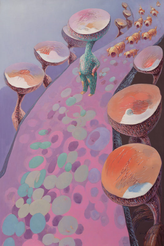 Xu Bin's Original Oil Painting 'On the Catwalk' - Handmade Surreal Impasto Oil Painting - Modern Art