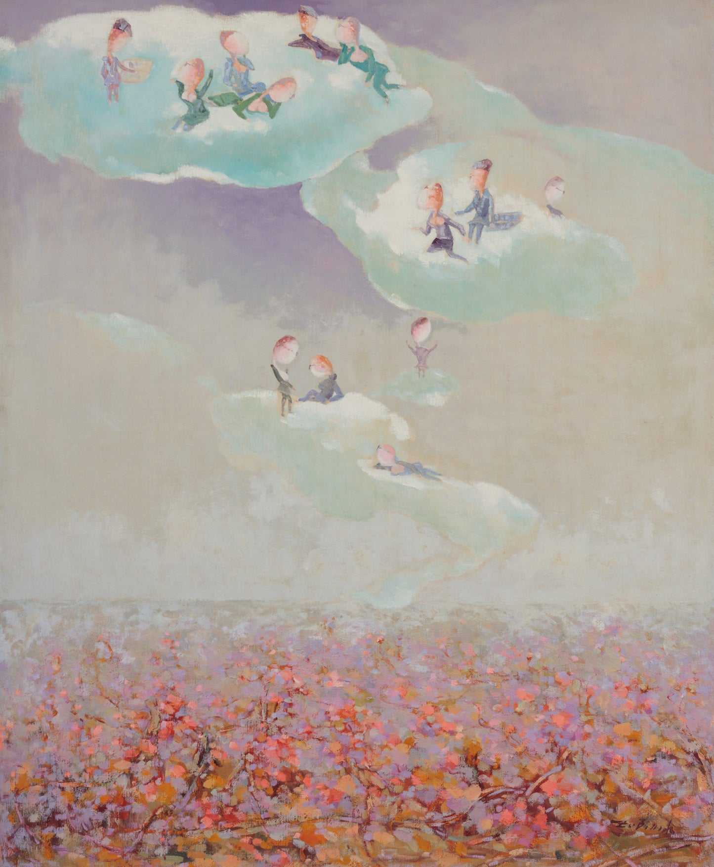 Canvas Painting "Living on Clouds" by Xu Bin - Contemporary Modern Art